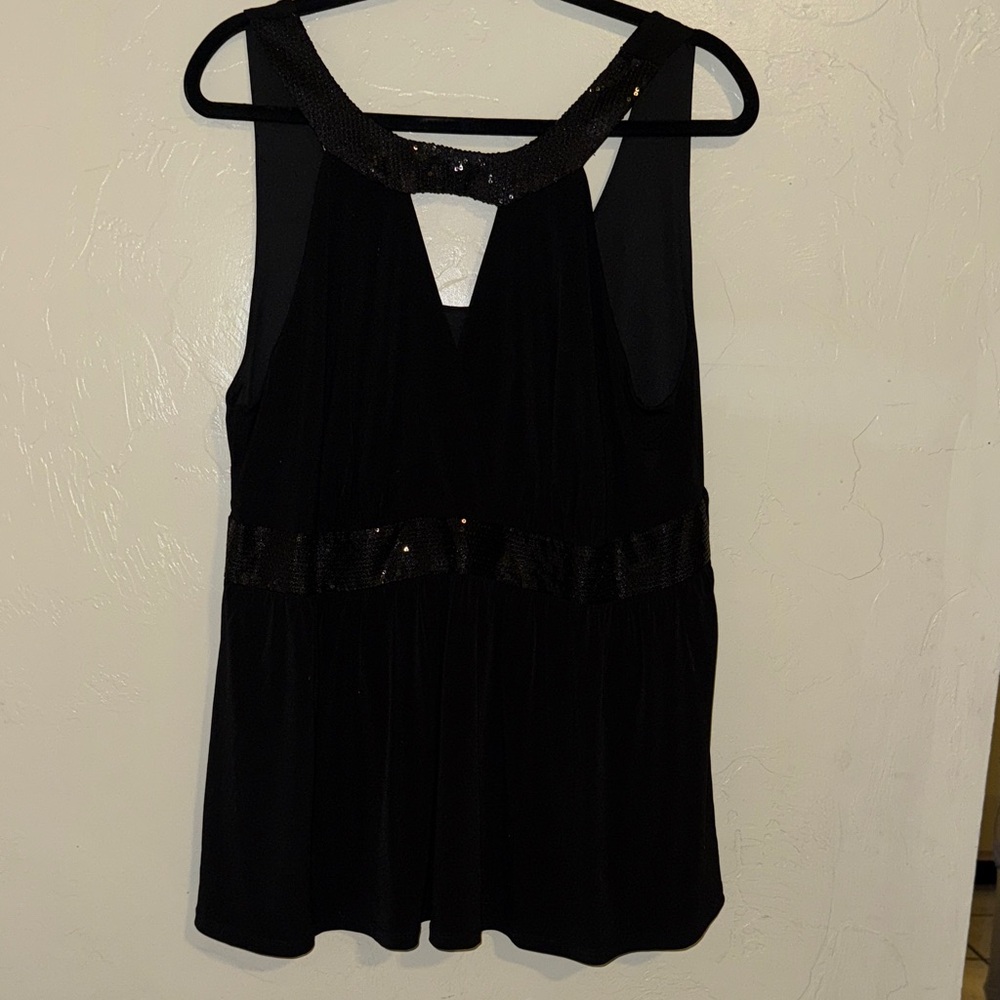 Torrid Black Sleeveless Top with Sequin Details